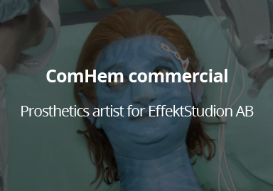 <h3>ComHem Commercial</h3>Prepainting and prosthetic application of an Avatar character for EffektStudion.